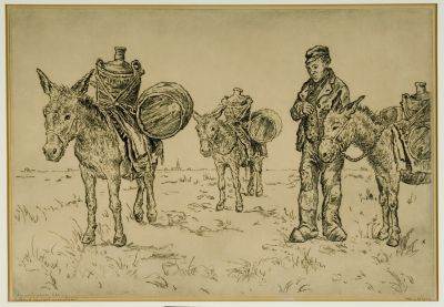 Boer met 3 ezels, gedateerd 1896