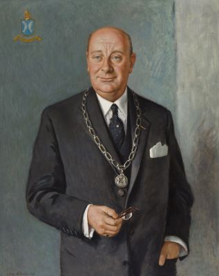 Portret van burgemeester Naud van der Ven, gedateerd 1968