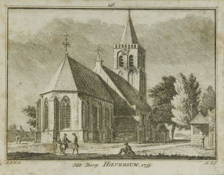 4 antieke prenten van Bussum, Hilversum, Laren en Weesp, door Spilman en De Beyer, plm. 1730 -geen lijst-