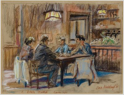Vier man aan de kaarttafel in Café ´t Bonte Paard, Laren N.H.)