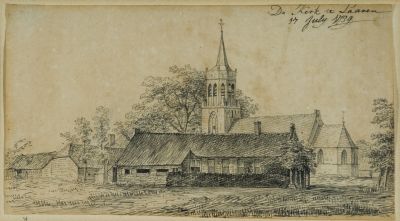 Gezicht op de Hervormde kerk te Laren, kopie naar Hendrik Spilman