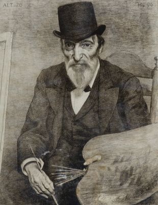 Portret van van de schilder Hendrik Valkenburg, gedateerd 1891