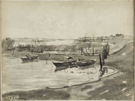 Gezicht op de haven van Zwartsluis