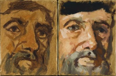 2 studies naar portret van oude man met baard, naar A. Broedelet
